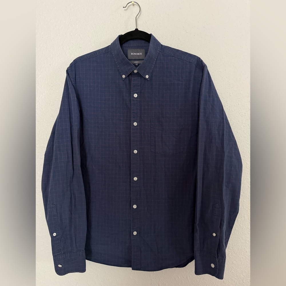 BONOBOS Standard Fit Long Sleeve Plaid Dress Shirt Men’s Size Medium